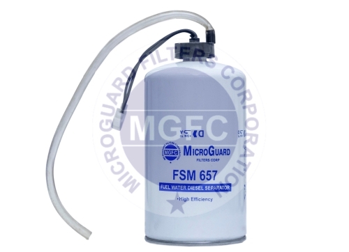 MicroGuard FSM-657V fuel water separator cross reference FS19657V WITH SENSOR, 5292575, 5293068, 278607989965, 278607989954